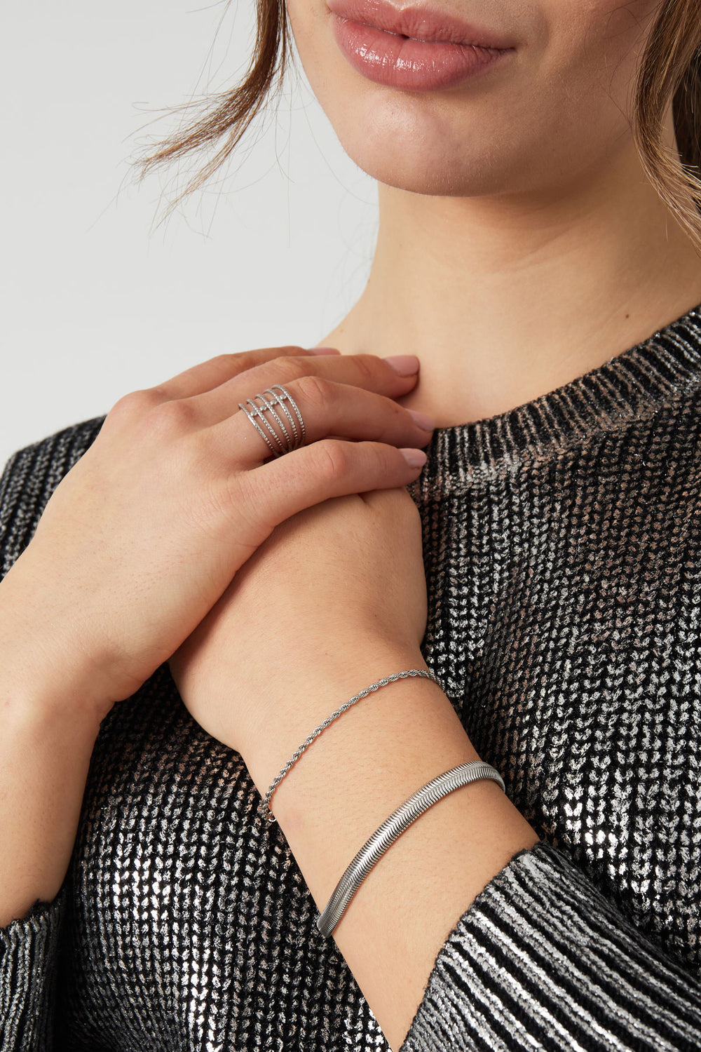 Bracelet jasseron twisted narrow - Silver color-2.0MM
