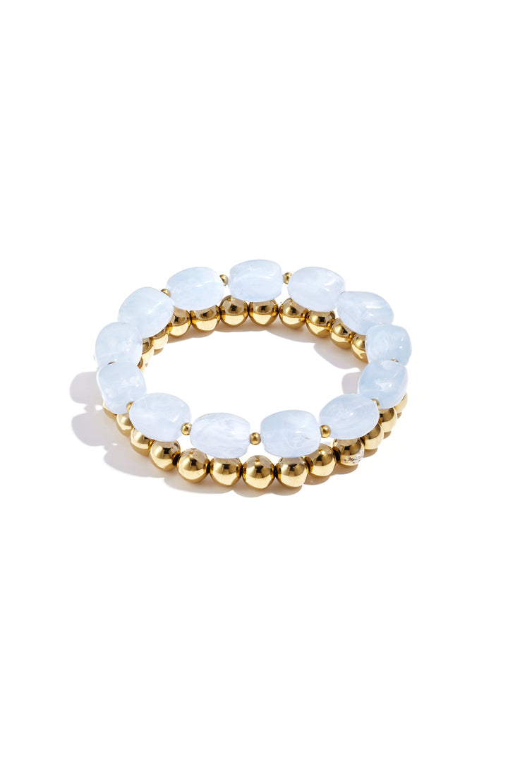 Bracelet set with asymmetrical beads