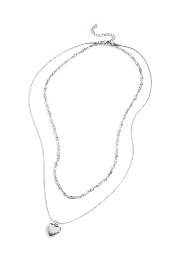 Layered necklace with heart charm