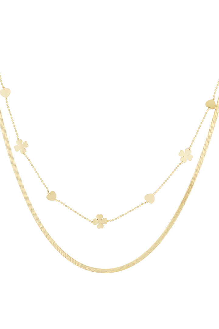 double necklace clover heart