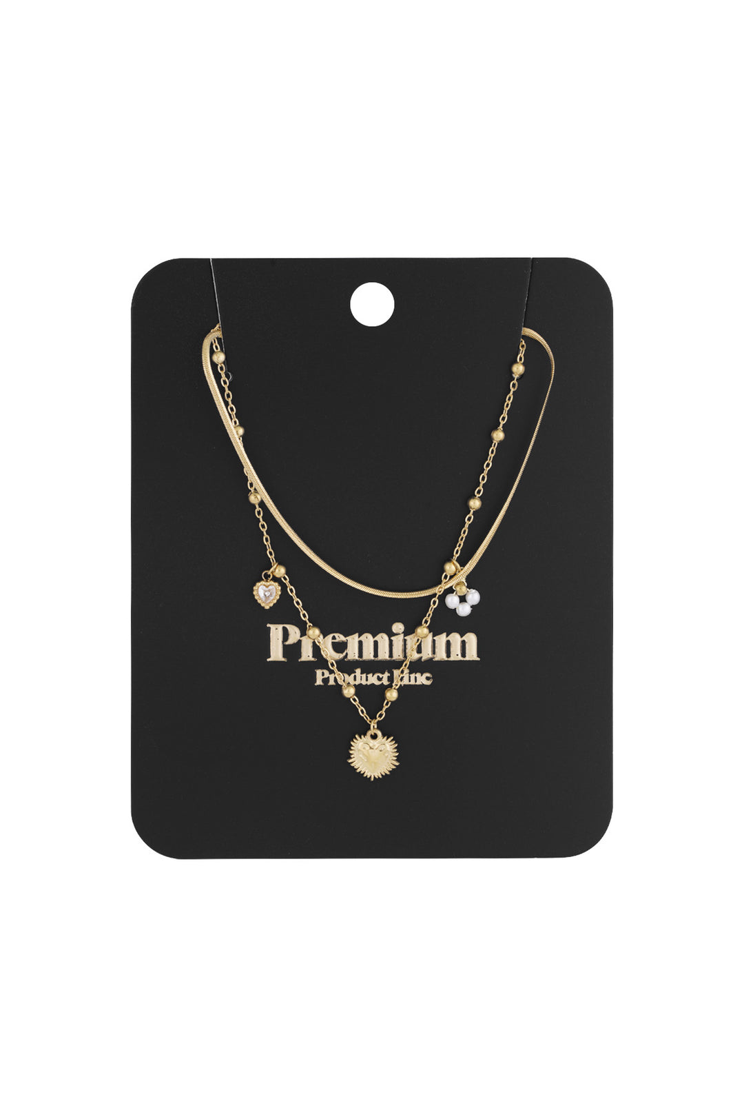 double necklace with heart charm