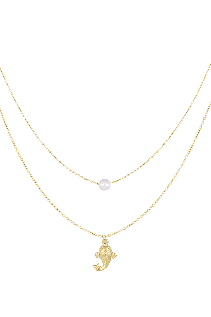 Fish and pearl Necklace