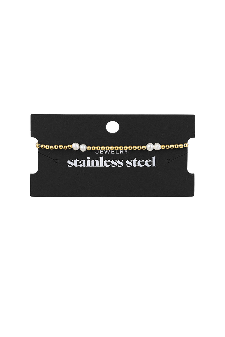 Bracelet pearl mix Gold Color Stainless Steel