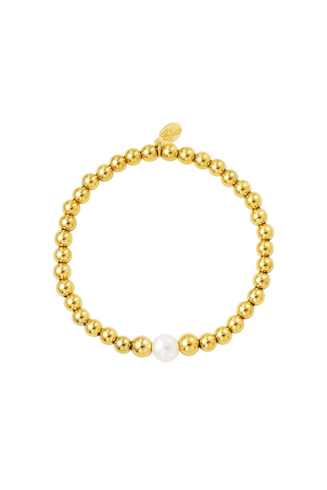 Beaded bracelet pearl in the middle Stainless Steel