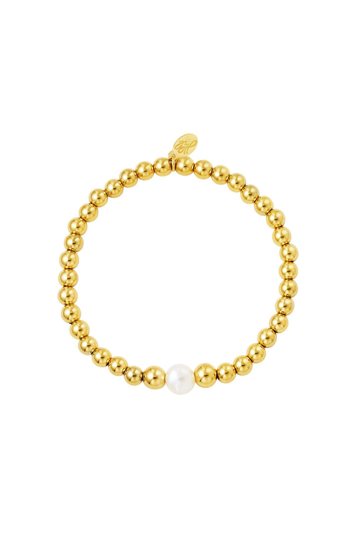 Beaded bracelet pearl in the middle Stainless Steel