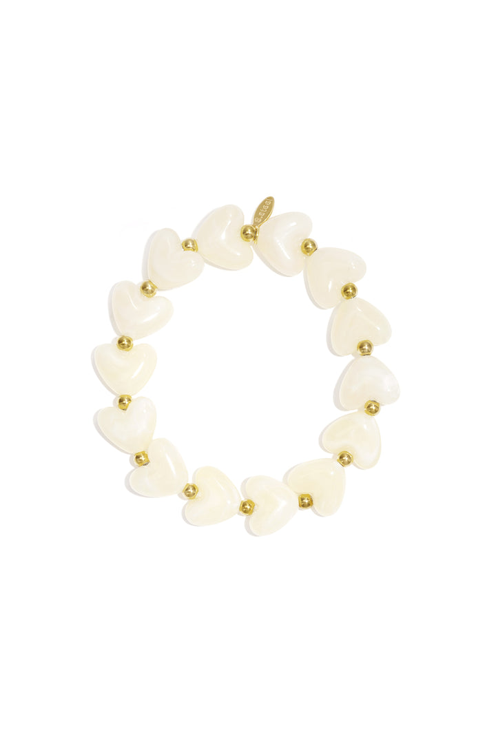Elastic heart beaded bracelet