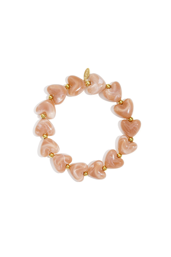 Elastic heart beaded bracelet