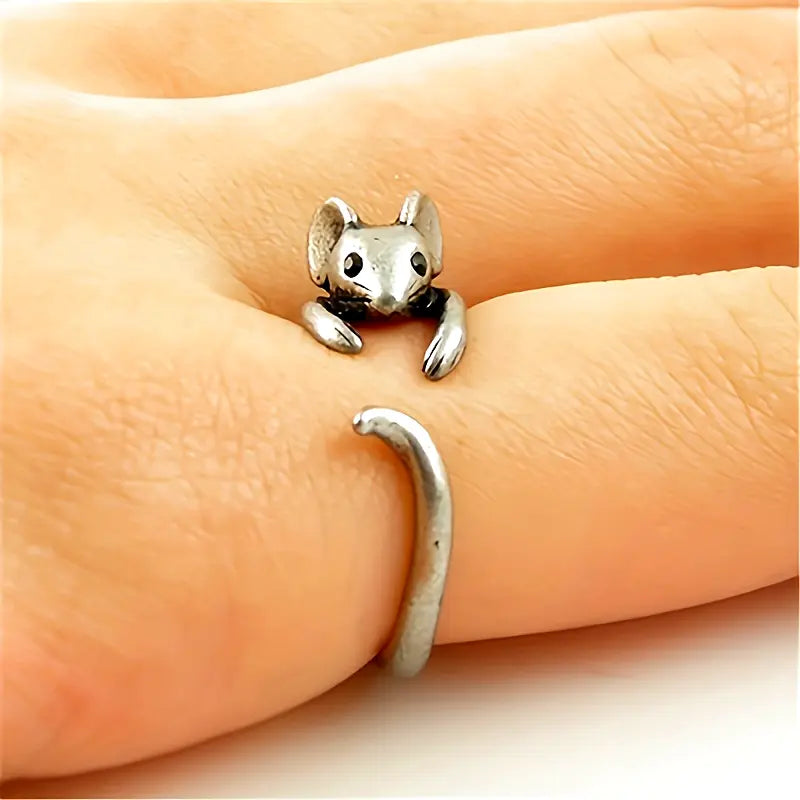 Retro Sterling Silver Mouse Ring