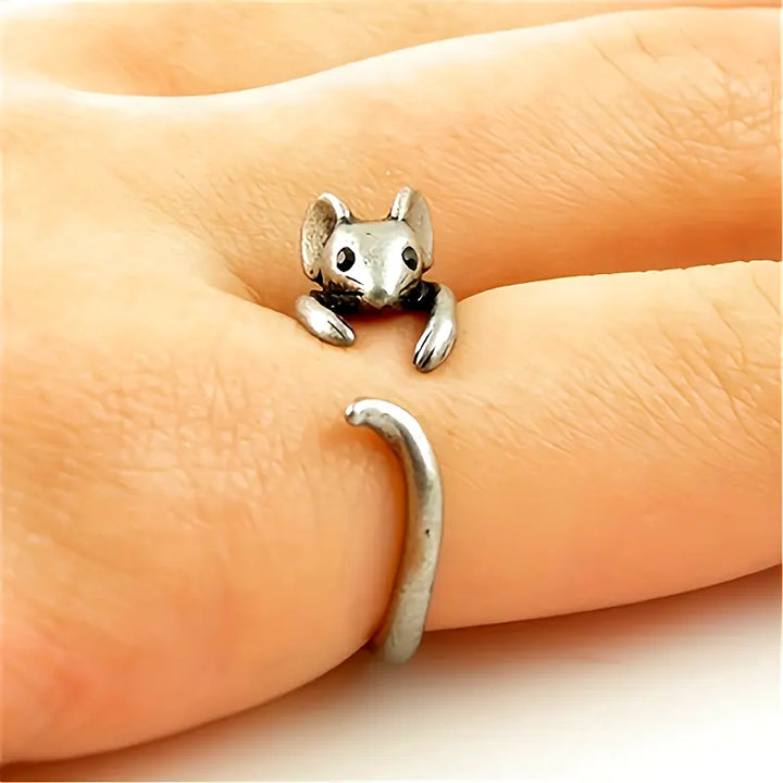 Retro Sterling Silver Mouse Ring
