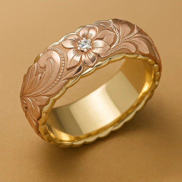 Antique Rose Flower Gold Ring