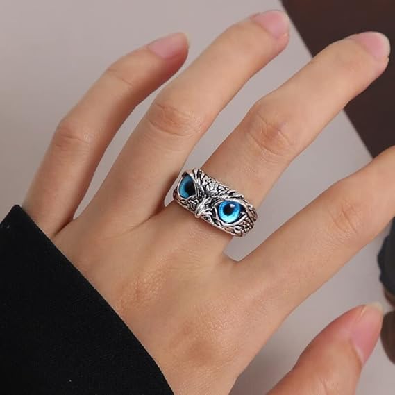 Justerbar Sølv Opal Ugle Ring