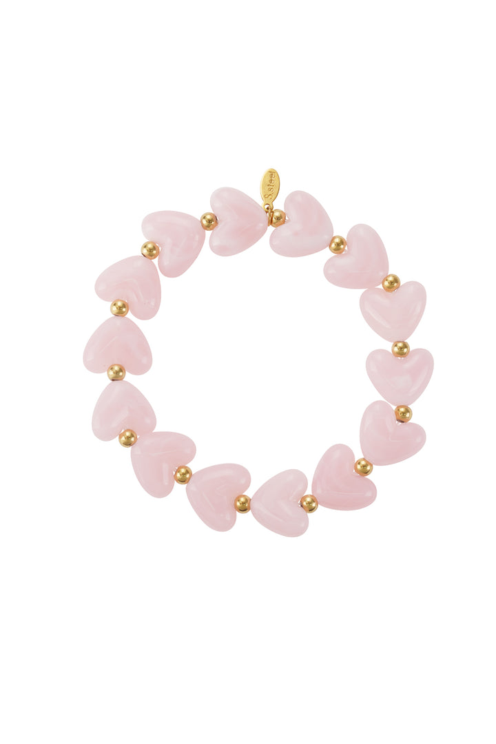 Elastic heart beaded bracelet