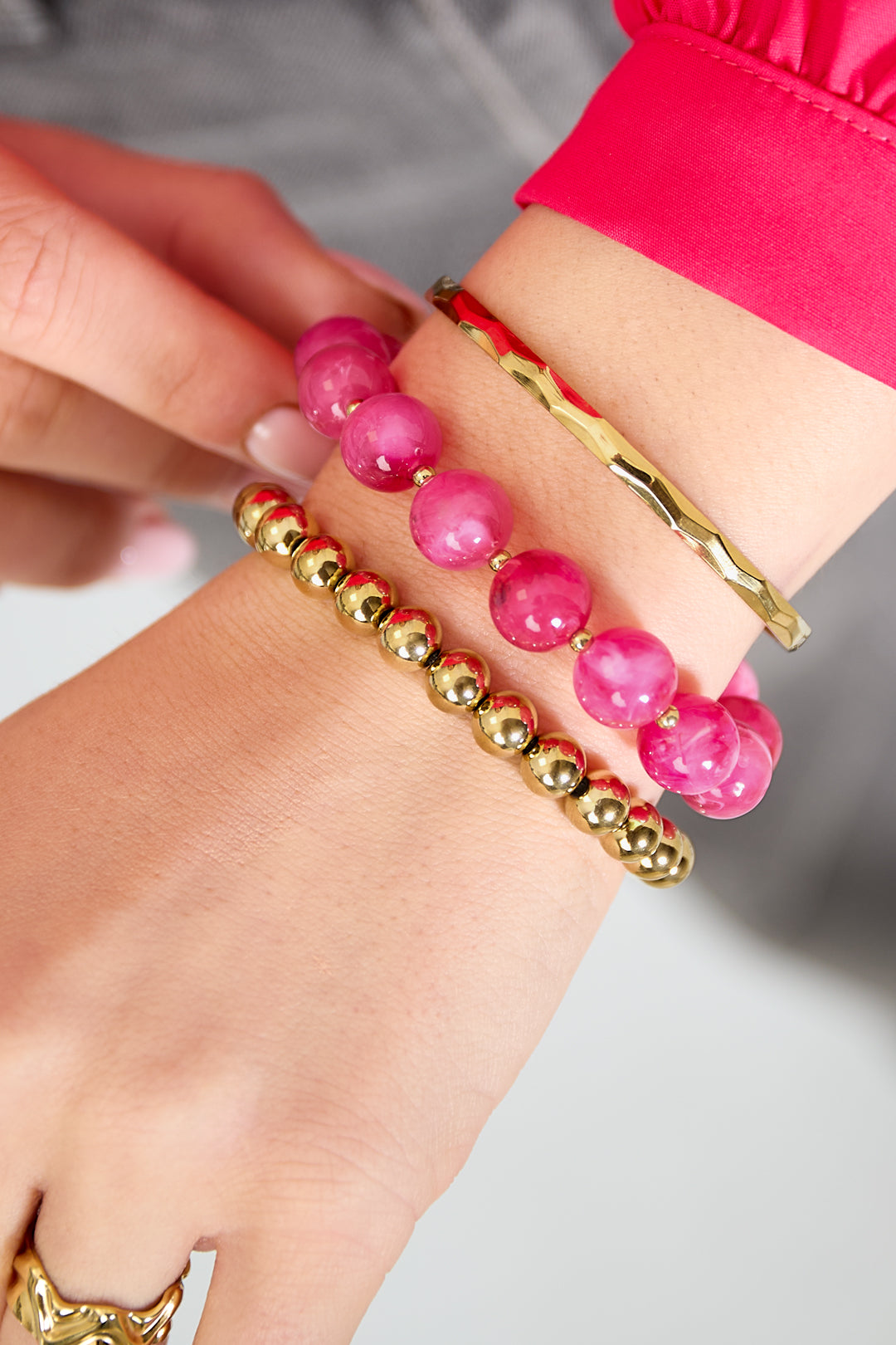 Bracelet set with round beads