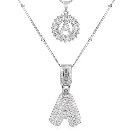 Moissanite bogstav initial halskæde sæt