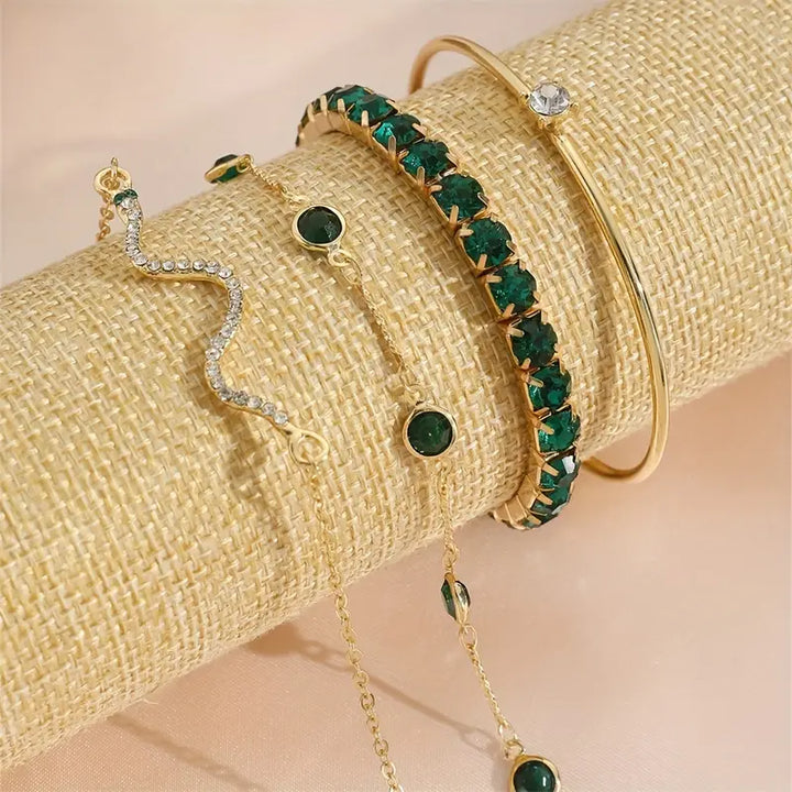 Set van Groene Steenarmbanden