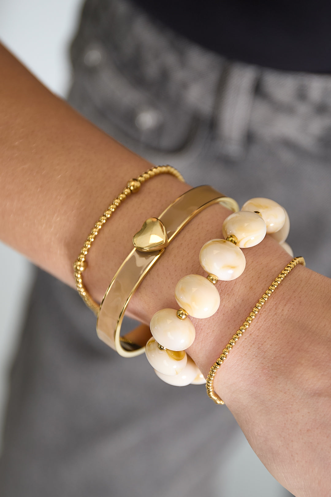 Simple elastic beaded bracelet, women's jewelry
