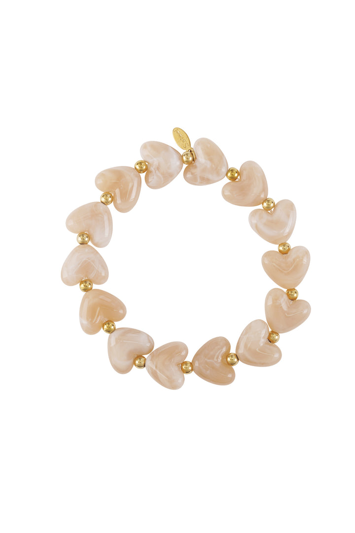Elastic heart beaded bracelet