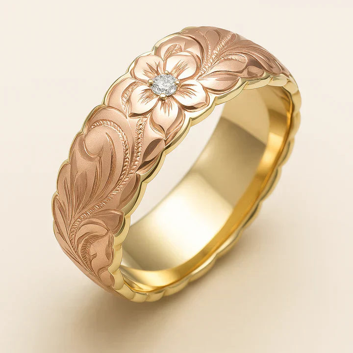 Antique Rose Flower Gold Ring