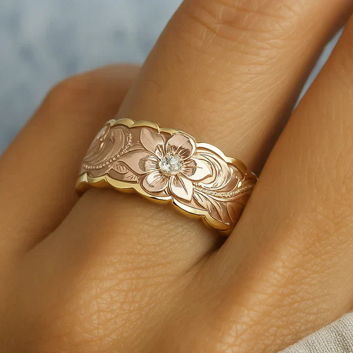 Antique Rose Flower Gold Ring