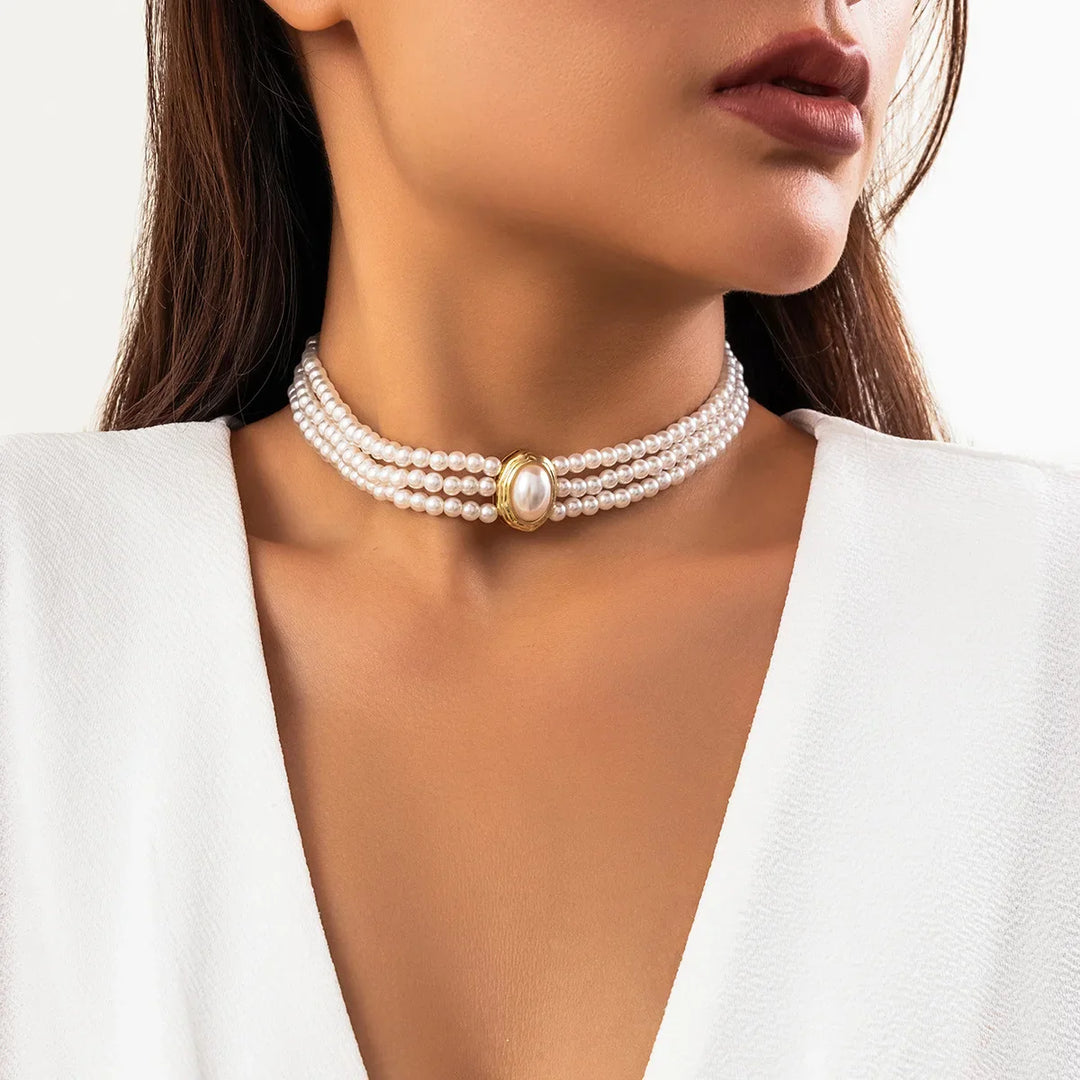 Turquoise driestrengs choker ketting