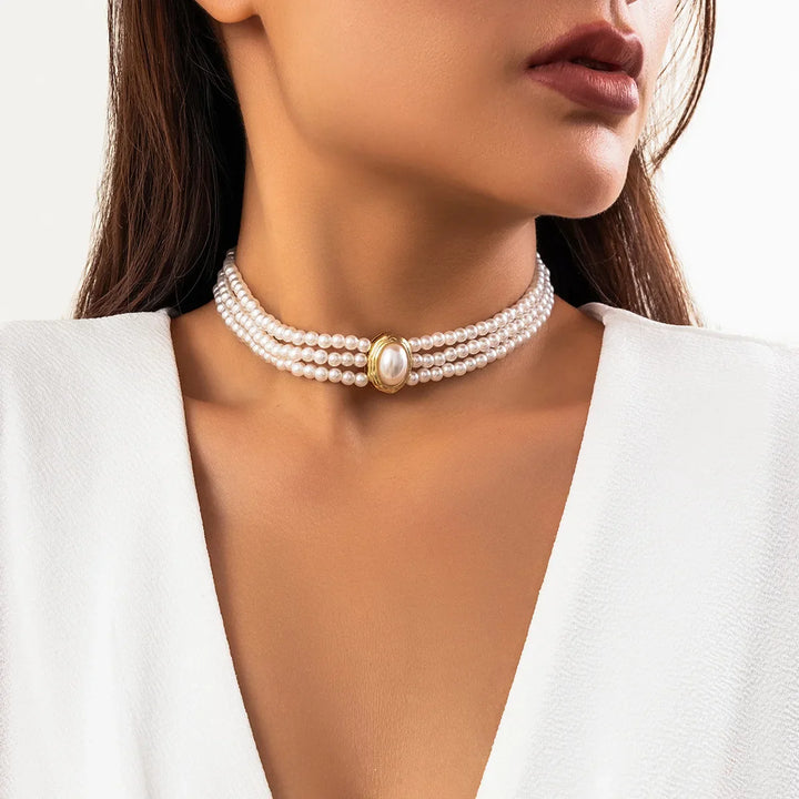 Turquoise driestrengs choker ketting