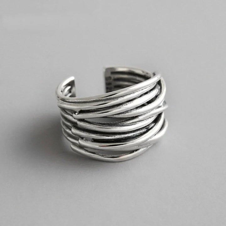 Verstelbare Gelaagde Ring van 925 Sterling Zilver