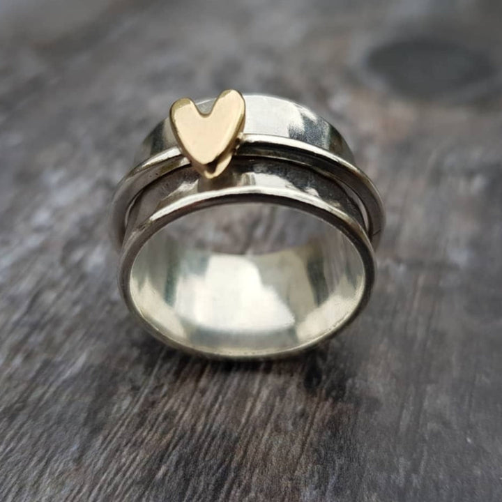 Gouden Hart Zilveren Ring