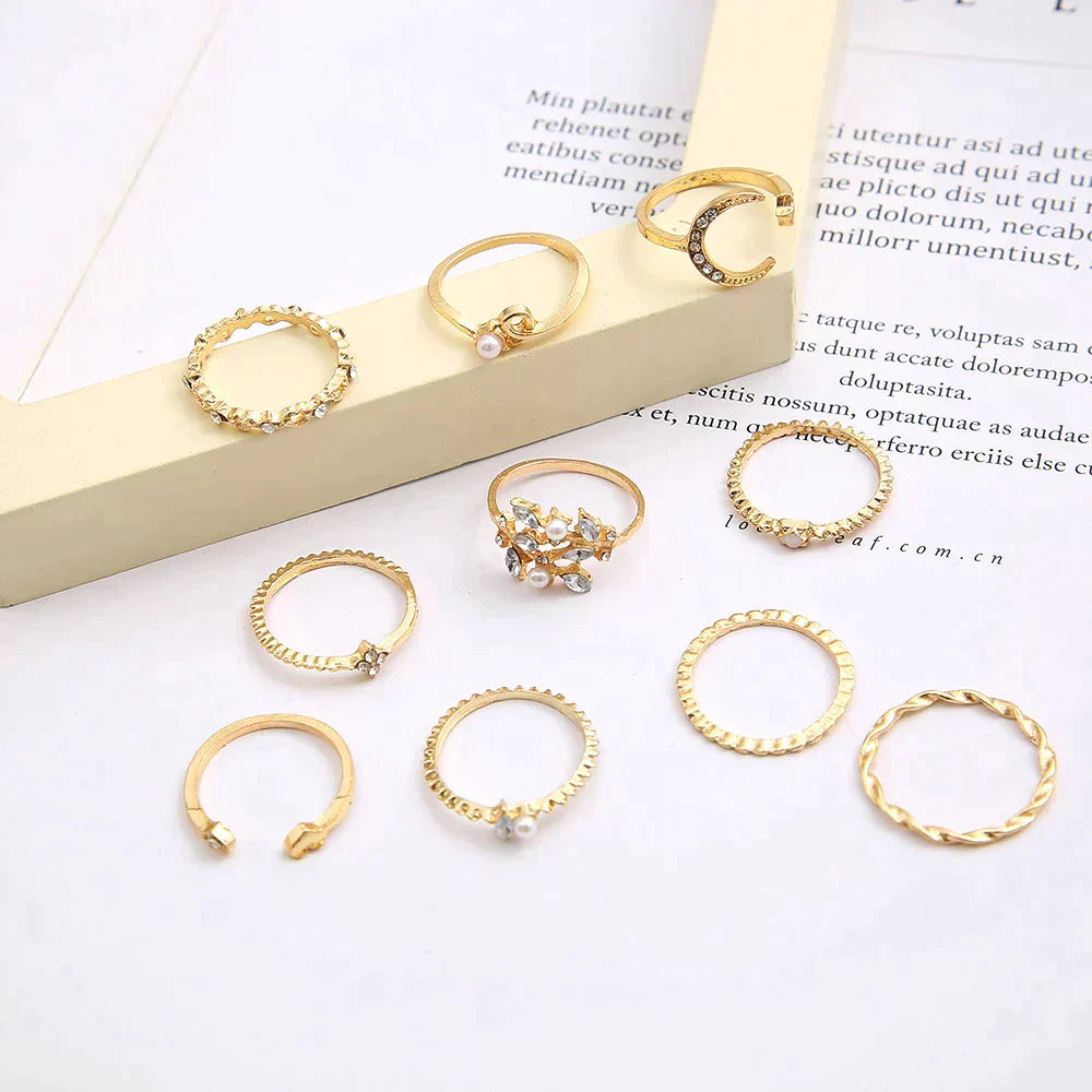 Bohemian Ring Sæt – 10 Stykker