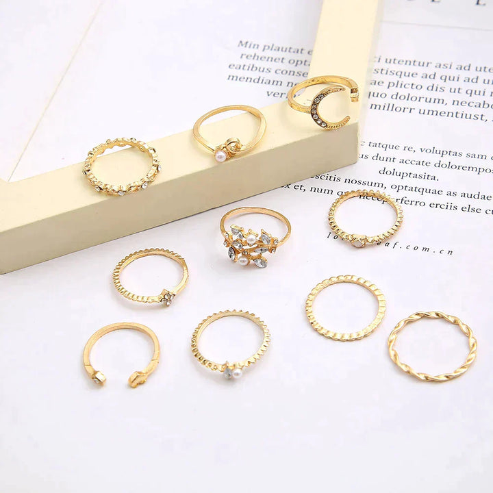 Bohemian Ring Sæt – 10 Stykker