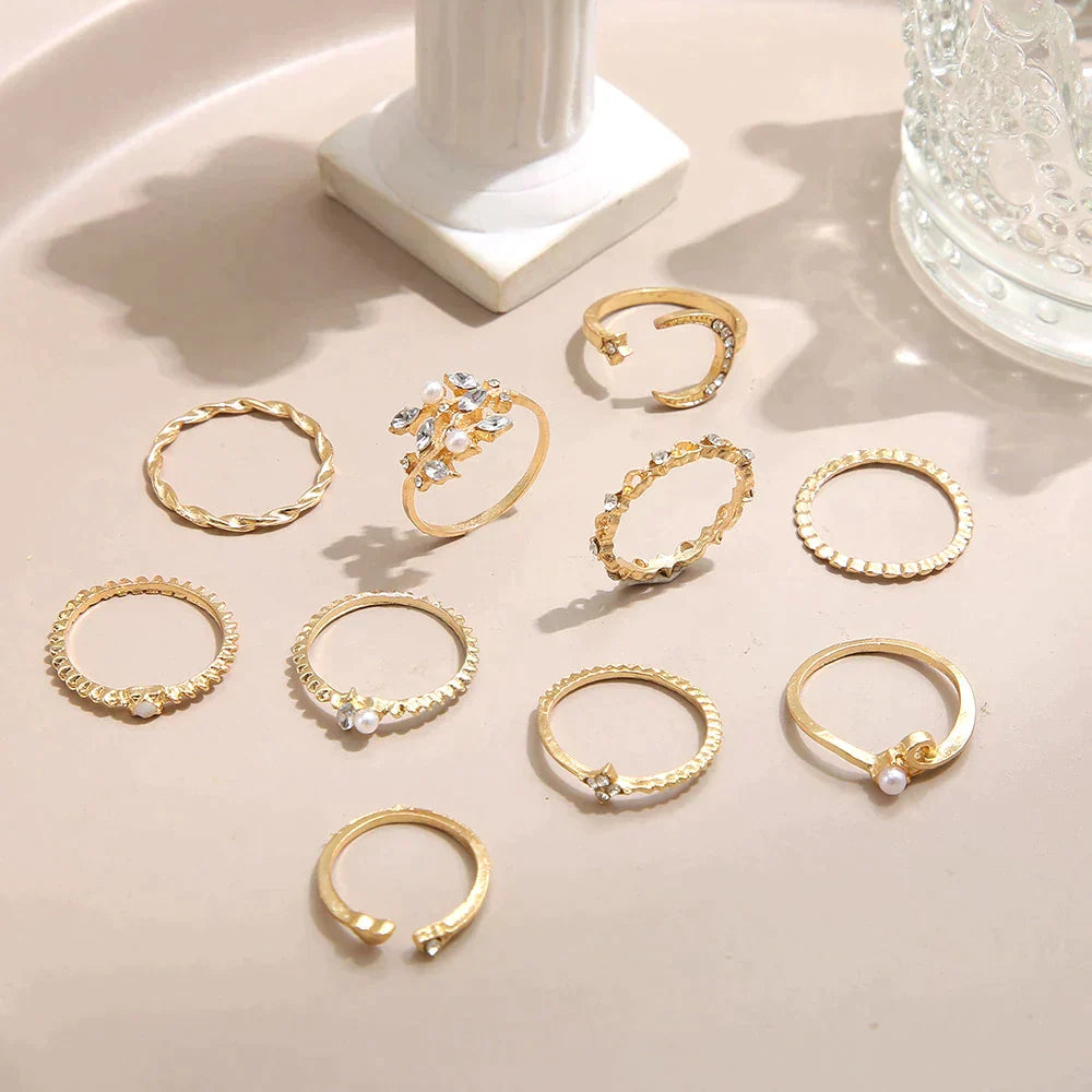 Bohemian Ring Sæt – 10 Stykker