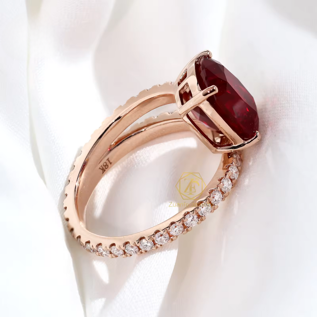 Cushion-Cut Moissanite Ring