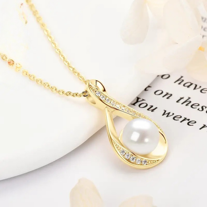Gouden Oneindigheid Pendant met Parel uit Zoetwater