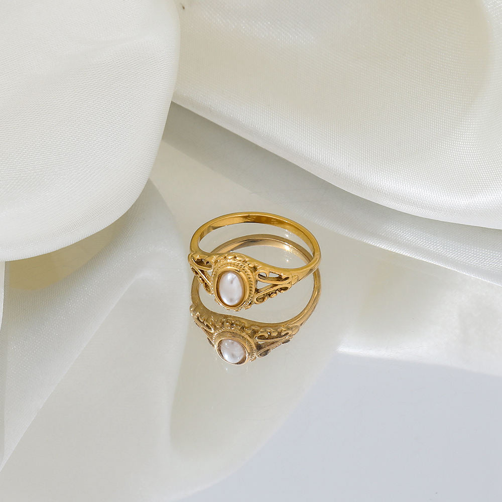 Vintage Ring met Goudgeplateerde Parels