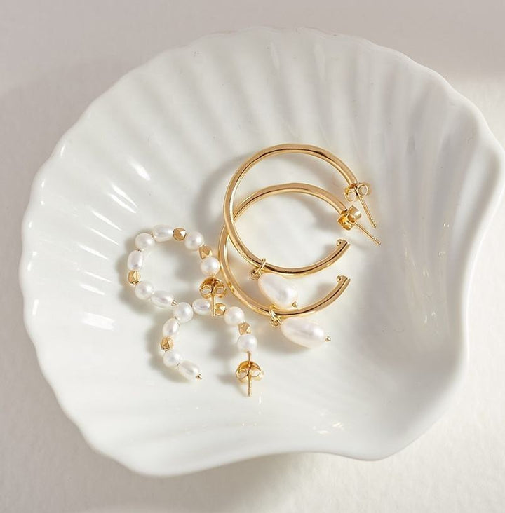 Handcrafted Pearl Hoop Earrings