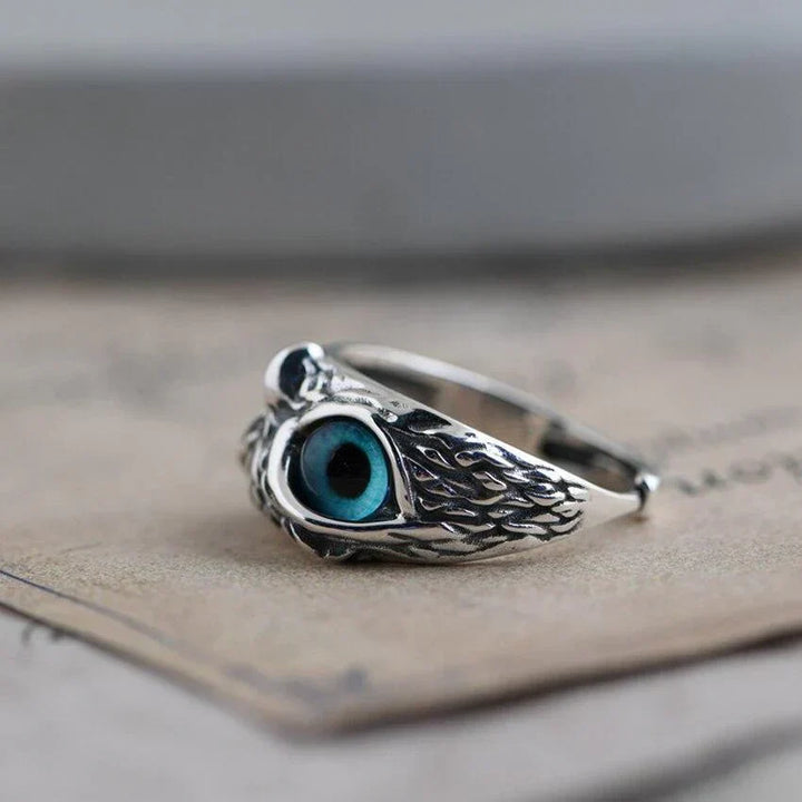 Verstelbare Zilveren Ring met Opal Uil