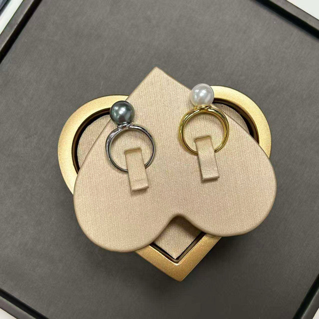 Retro Geometric Pearl Ring