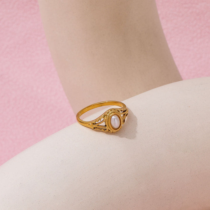 Vintage Ring met Goudgeplateerde Parels