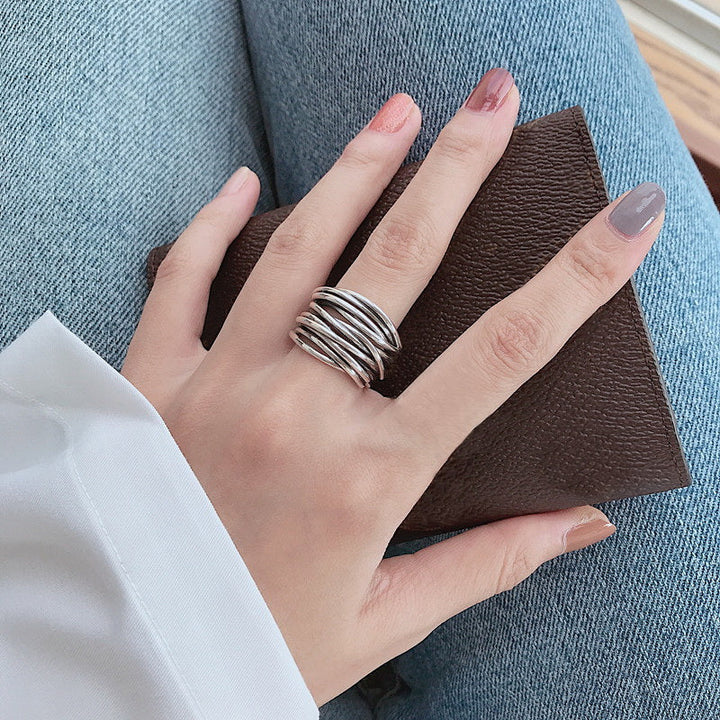 Justérbar Lagdelt Ring i 925 Sterling Sølv