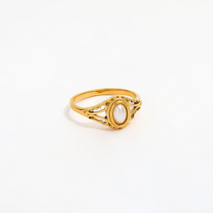 Vintage Ring met Goudgeplateerde Parels