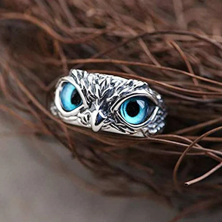 Verstelbare Zilveren Ring met Opal Uil