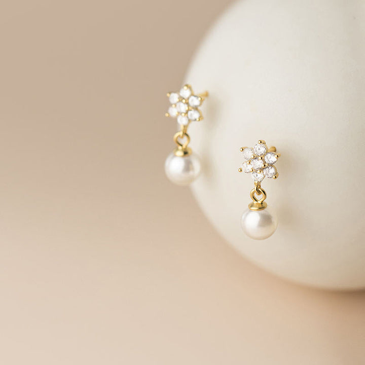 Blomster Perle Stud Øreringe