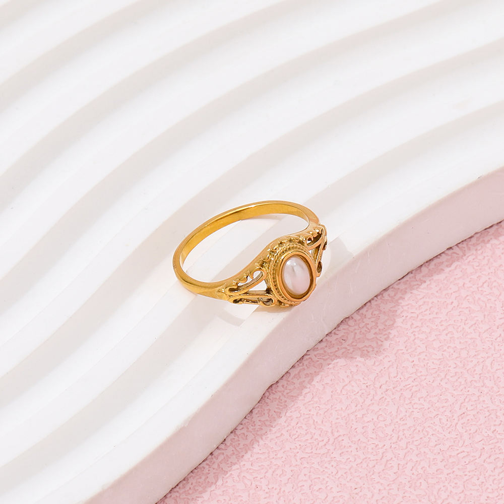 Vintage Ring met Goudgeplateerde Parels
