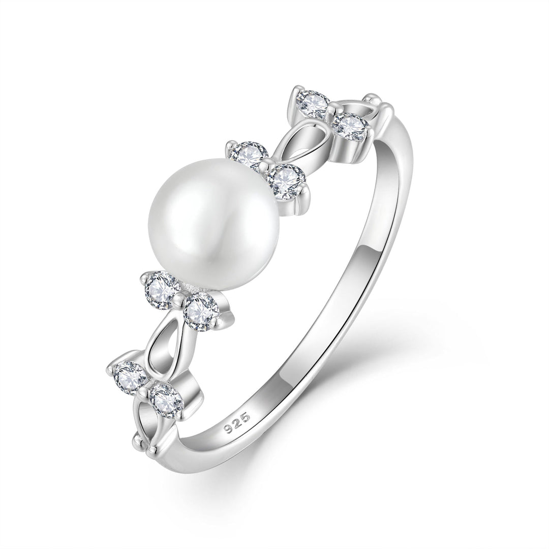 Sølvperle Zircon Ring