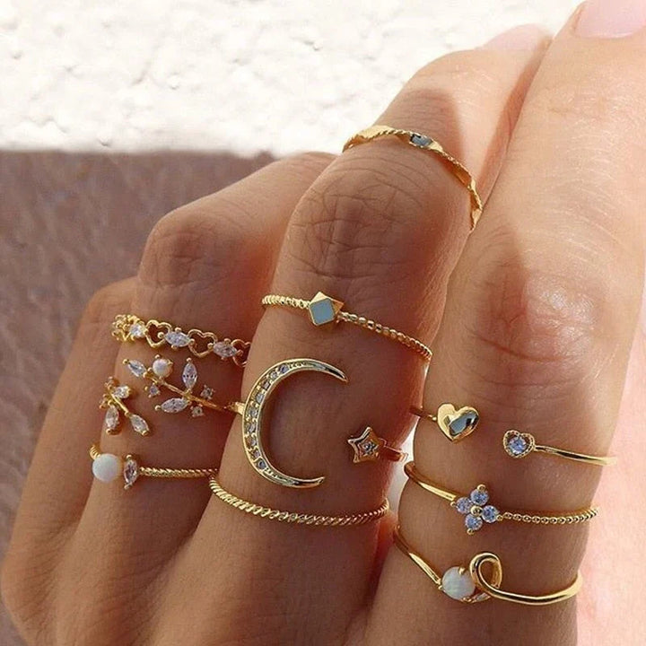 Bohemian Ring Sæt – 10 Stykker
