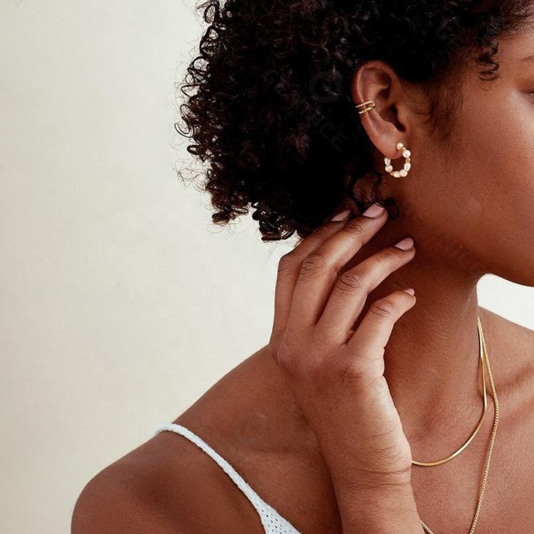 Handcrafted Pearl Hoop Earrings