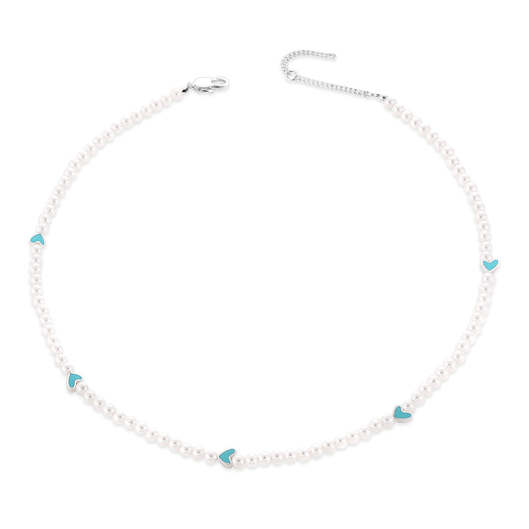 Perle Choker Halskæde med Hjerte Charms