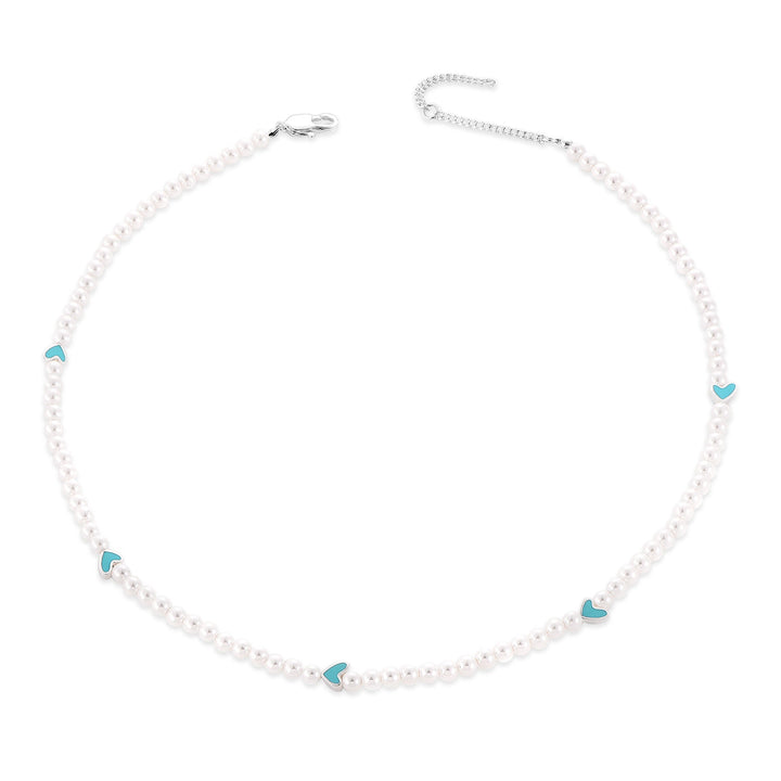 Parels Choker Ketting met Hartbedels