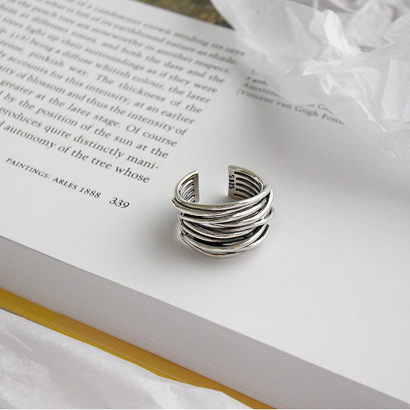Verstelbare Laag Ring in 925 Sterling Zilver