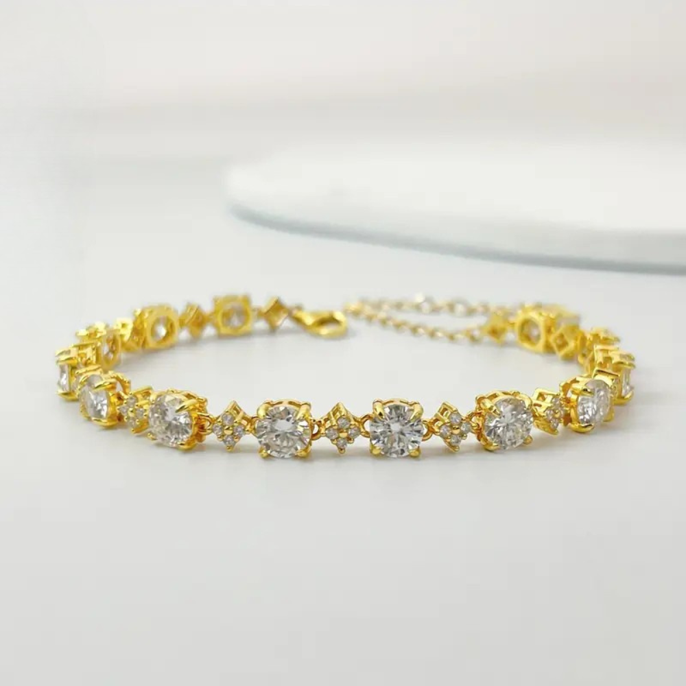 Vergulde Moissanite Tennisarmband in Goud