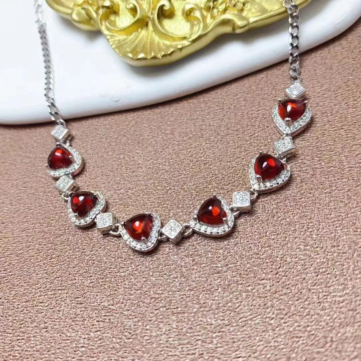 Naturlig Granat Venskabs Charms Armbånd